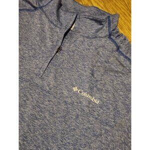Columbia Sweater Mens L Blue 1/4 Zip Pullover Omni Wick Lightweight